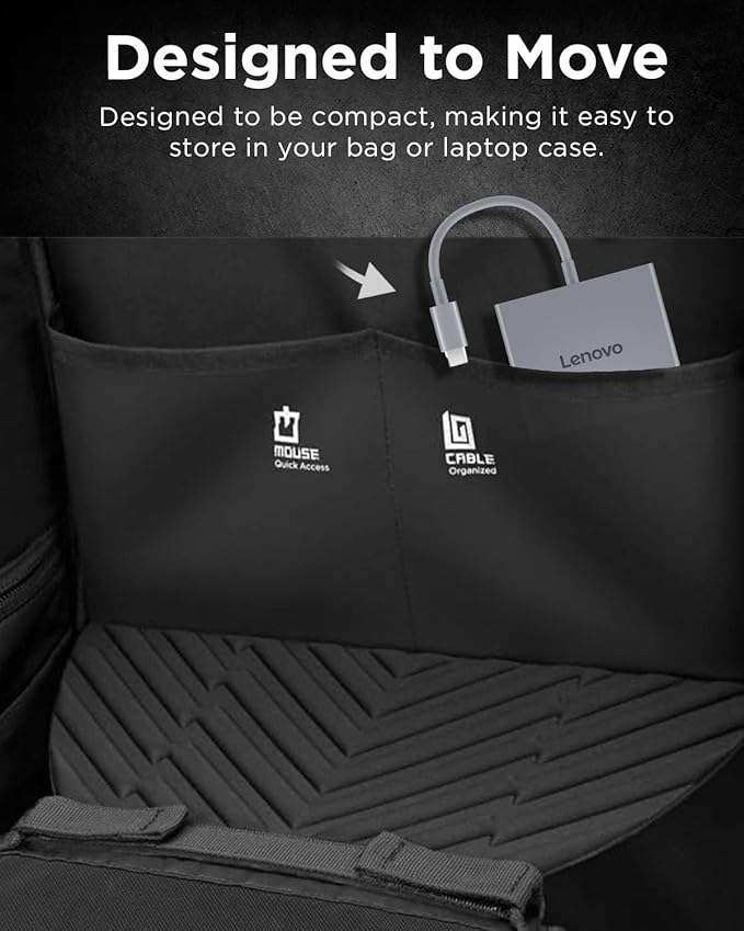 Lenovo USB-C 4 in 1 Travel Hub Block with Integrated Cable, 1x HDMI 4K @ 60Hz, 2X USB-A 3.2, 1x 3.5mm Combo, Luna Grey ??Portable, Compact, High-Speed Connectivity Laptops PC Gaming Console Charging