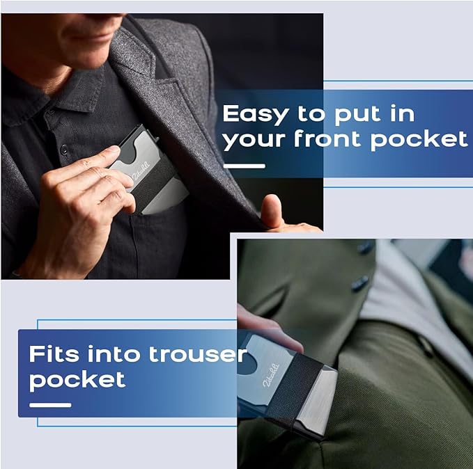 Zitahli Card Holder Wallets for Men - Slim Wallet Holds 6+6 Cards, Metal Card Holder, Minimalist RFID Blocking Wallets with Pop-Up Function, Ultra-Thin, Men's Accessories, Gifts for Him