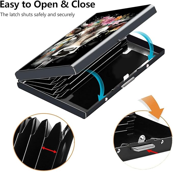 Credit Card Holder, Watercolor Cow Design Mini RFID Blocking Aluminum Wallet Slim Metal Hard Case Shell Travel Wallet ID Case Small Credit Cards Case Business Cards for Women Men Girls