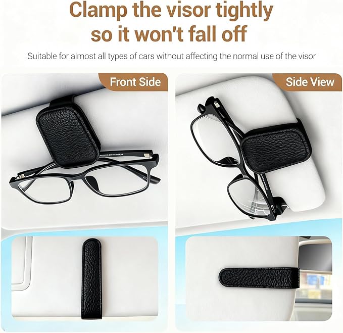 Sunglass Holder for Car, Universal Magnetic Glasses Holder Visor Sunglass Clip Visor Clips, Car Visor Organizer Accessories for Men and Women (1, Black)