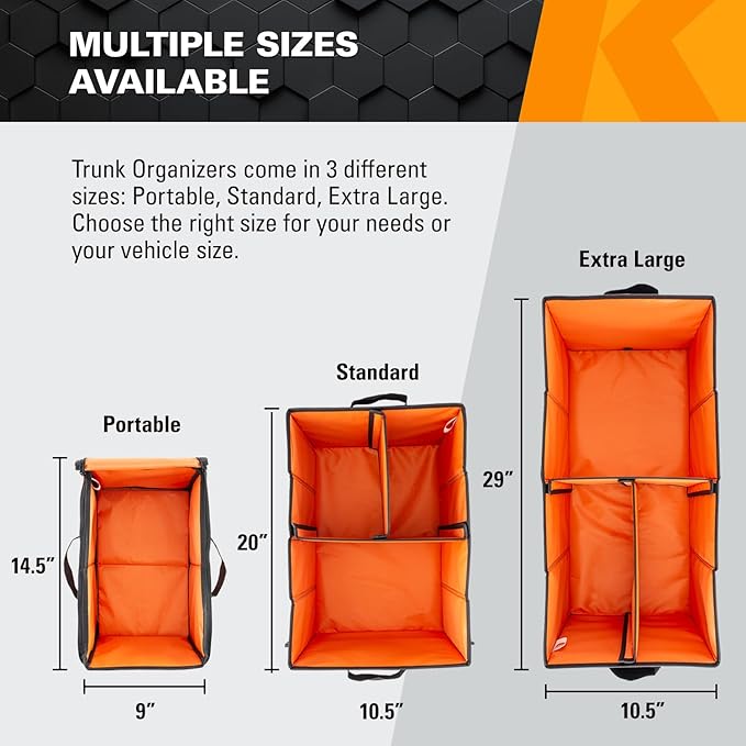 KEEPER Extra Large Car Trunk Organizer, 70L, Multi-Compartment Collapsible Car Organizers and Storage, Non-Slip Bottom, Suitable for SUV, Minivan