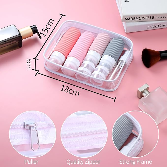 Mrsdry 16 Pack Travel Bottles Set, TSA Approved Leak Proof Silicone Squeezable Containers for Toiletries, Refillable Travel Accessories for Conditioner, Shampoo, Lotion & Body Wash Accessories