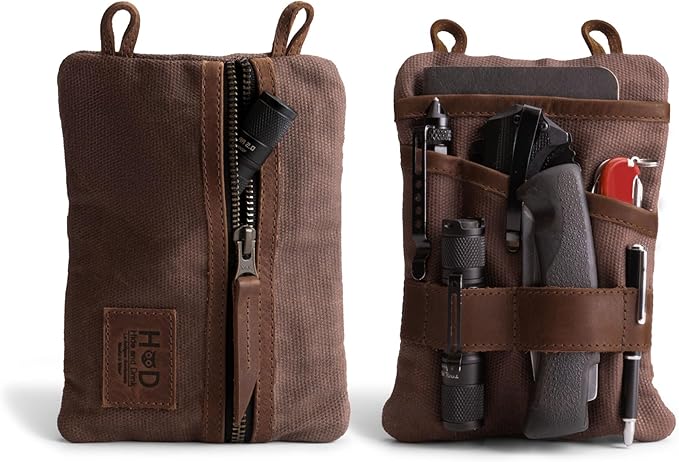 Hide & Drink, Multi-Tool Pocket Pouch XL, Compact Multipurpose EDC Zippered Bag, Mini Camping Tool Case, Knife Holster, Handmade Slim Organizer