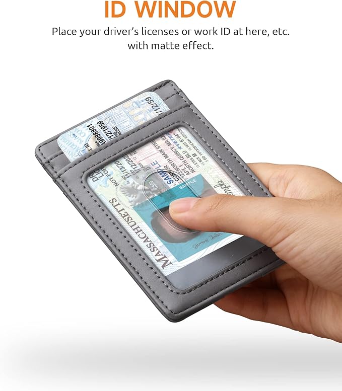 Buffway Mens Slim Wallet, Minimalist Thin Front Pocket Leather Credit Card Holder with RFID Blocking for Work Travel | Minimalist, Thin, Front Pocket, Credit Card Holder, RFID Blocking, for Work Travel