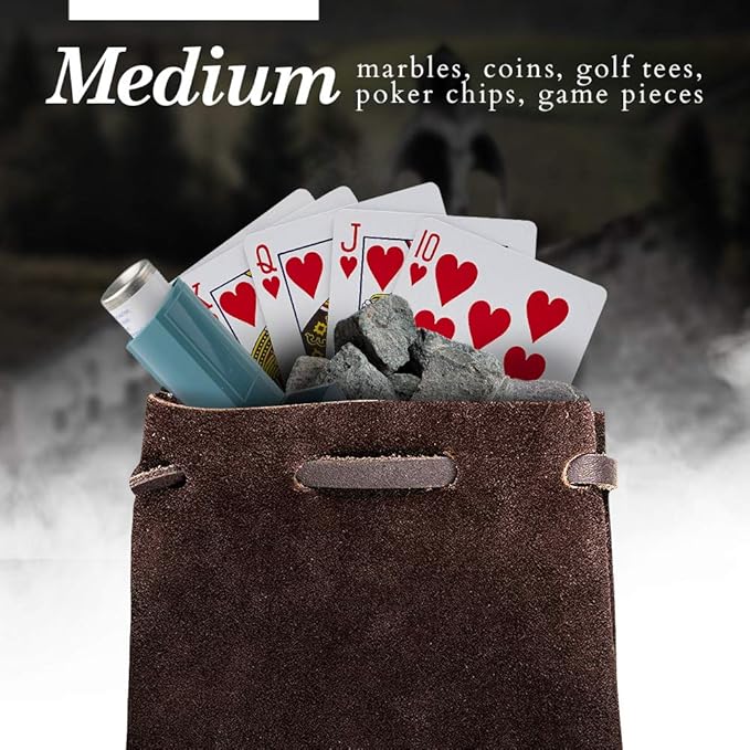 Nabob Leather Leather Drawstring Pouch, Coin Bag, Medicine Tobacco Pouch Medieval Reenactment Made in U.S.A Size 5.75" x 4.25"