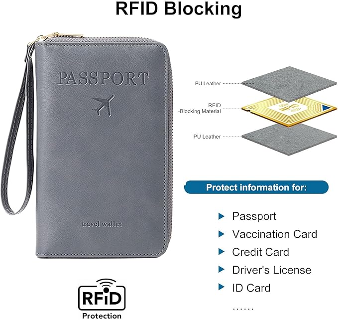 Family Passport Holder for Travel Women and Men RFID Passport Holder with Card Slots Holder Passport Case Passport cover Passport Wallet Travel Essentials and Accessories