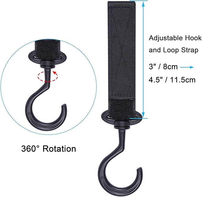 Wisdompro Car Seat Headrest Hook, 2 Pack Multi-Purpose Hanger for Handbag, Purse, Coat, Clothes & Grocery Bag - Black