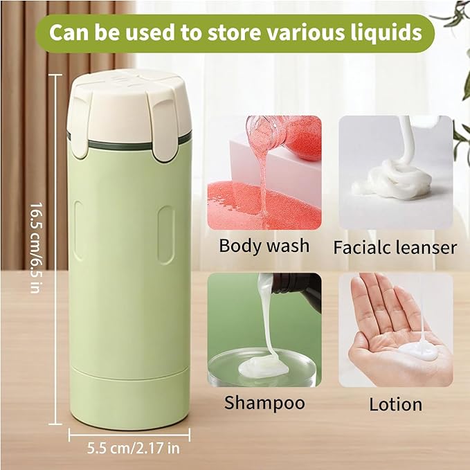4 in 1 Travel Dispenser Bottle,Leak Proof Refillable Bottles Store Shampoo, Lotion and More,Transparent with Scale, Easy Squeeze Use, Lightweight & Portable Perfect for Travel,Gym,Camping (MIX-2Pcs)
