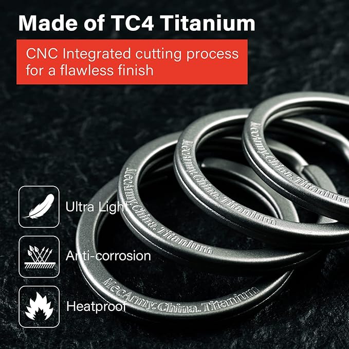 MecArmy Titanium 3pcs/4pcs/7pcs/18pcs Key Rings Keychain Large Small Split Rings