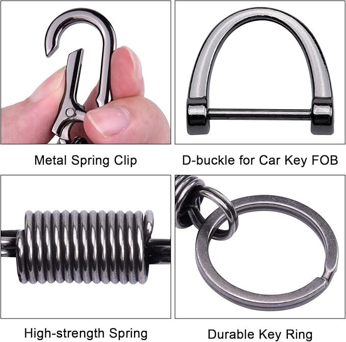 Wisdompro 2 Pack Keychain, Heavy Duty Zinc Alloy Key FOB Keychain Car Key Chain Holder with Anti-lost D-ring, Key Ring and Screwdriver for Men and Women - Black and Silver