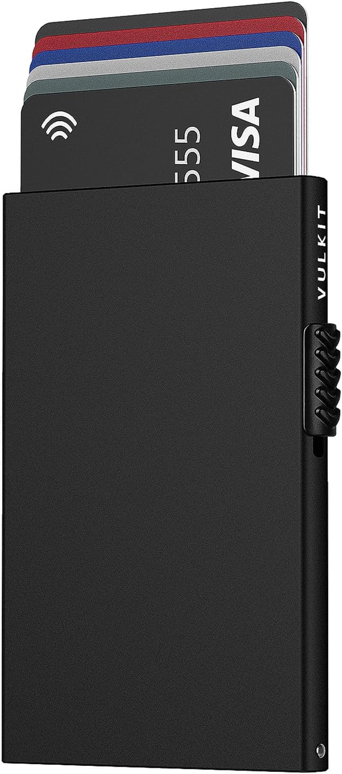 VULKIT Minimalist Credit Card Holder Pop Up Cards RFID Protection Slim Metal Wallet