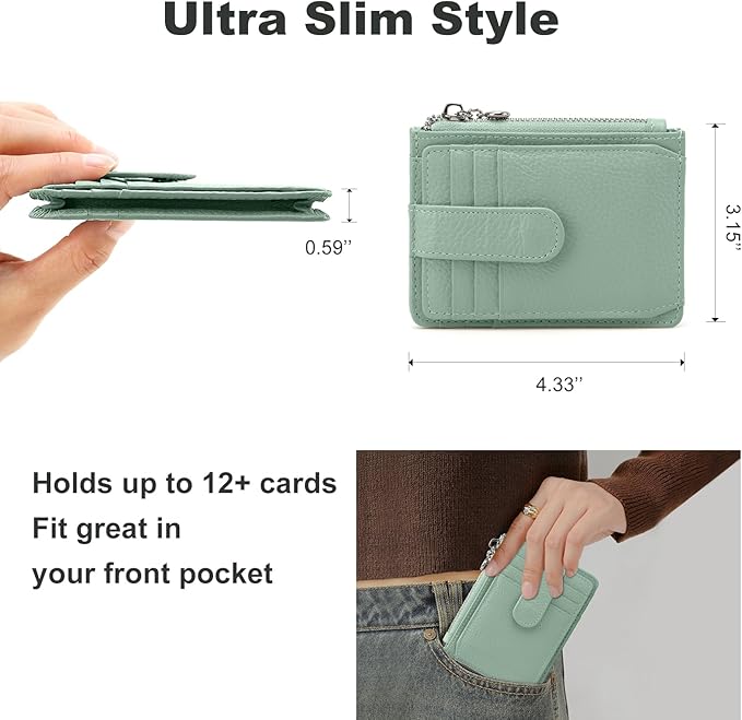 Slim Wallet for Women Genuine Leather Card Holder Thin Womens RFID Blocking Small Wallets