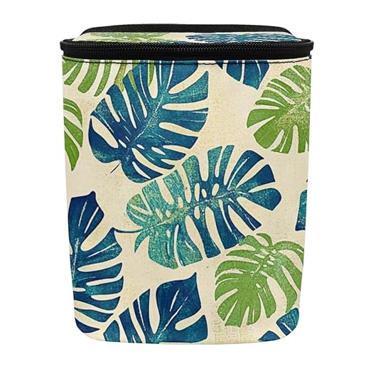Biyejit Palm Leaf Large Car Trash Can for Back Seat - Car Garbage Bag with Tissue Holder and Bottle Pockets - Seatback Organizer with Lid for Vans, SUVs and Trucks