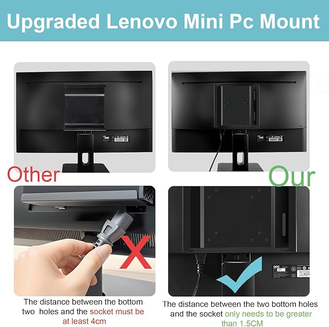 2 Pack Mini PC Mount Compatible with Lenovo ThinkCentre Tiny, Wall VESA and Under Desk Mount for Lenovo ThinkCentre Tiny Desktops M600 M700 M710Q M715q M720Q M800z M900 M910Q Mini Desktop Bracket