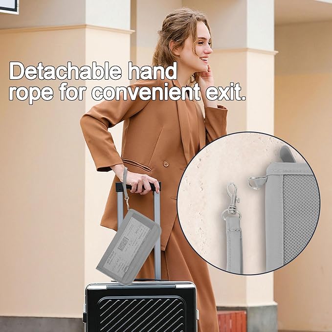 Passport Holder for Travel, Rfid Blocking Passport Wallet Travel Documents Organizer, Waterproof Family Passport Holder with Wrist Strap for Men & Women, Grey