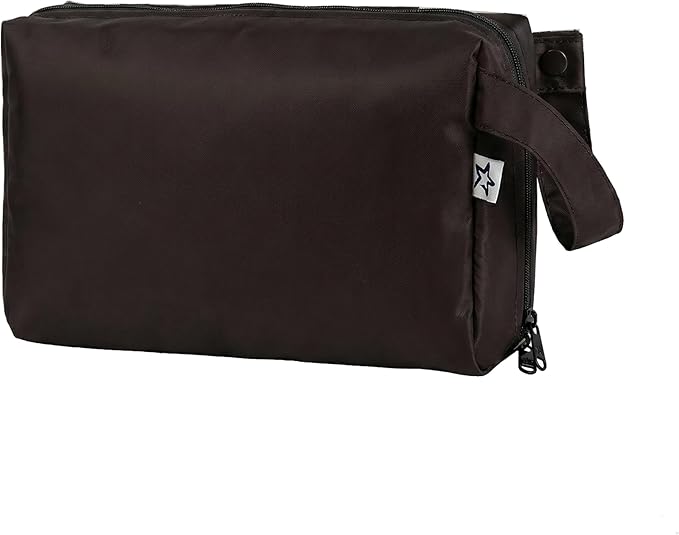 Tiny Twinkle Waterproof Travel Toiletry & Makeup Bag Organizer | Makeup Pouch with Multiple Compartments & Snap Handle for Travel | Gift for Teen Girls and Women (Black)