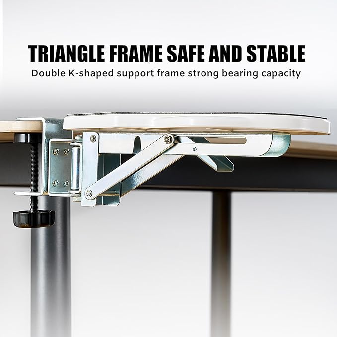 Computer Arm Rest for Desk, 180° Adjustable Rotating Desk Extender Tray, 90° Foldable Elbow Arm Support, Ergonomic Desk Arm Wrist Rest Shelf for Home and Office