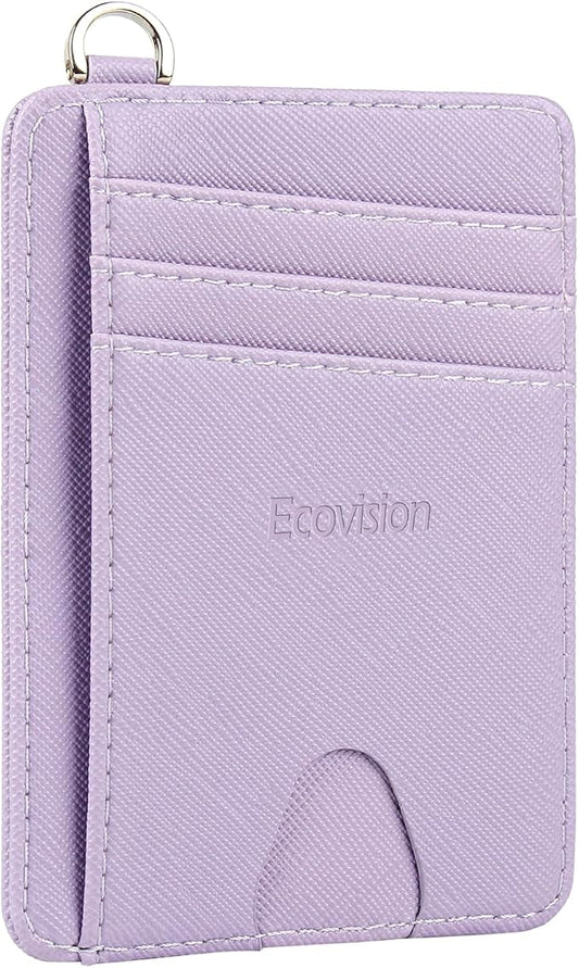EcoVision Slim Minimalist Front Pocket Wallet, RFID Blocking Credit Card Holder Wallet with Detachable D-Shackle for Men Women