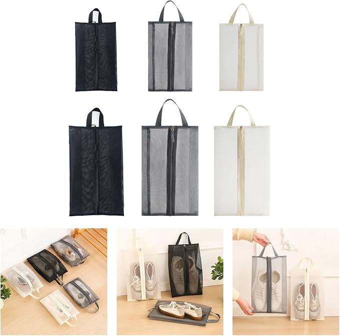 Multipurpose Travel Shoe Organizers Water Nylon Bag for Sports Gears Clothes Storage with Breathable Compartments Portable Shoe Organizers Bag