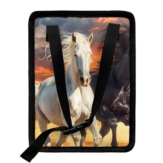 Biyejit Sunset Horse Car Trash Can with Lid Car Accessories Leak Proof Car Trash Bag Hanging Waterproof Car Garbage Can Multipurpose Storage Container for Back Seat Road Trip