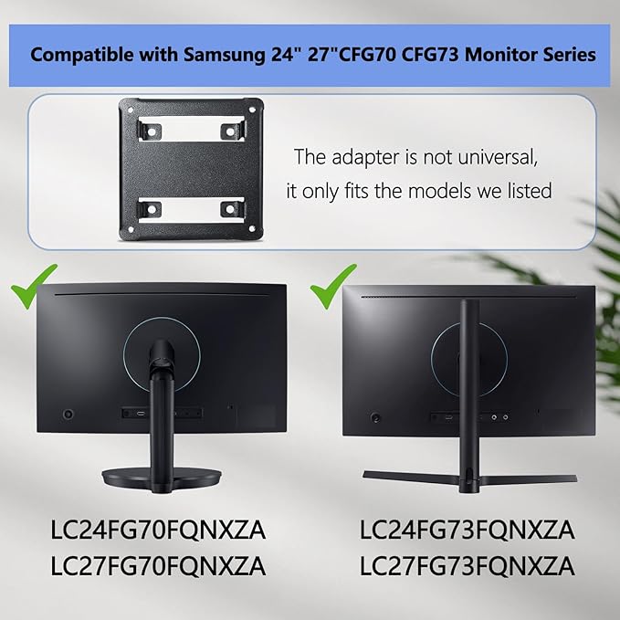 CFG70 Vesa Mount Compatible with Samsung CFG70 CFG73 24in 27in Curved Monitor for LC24FG70FQNXZA, LC27FG70FQNXZA, LC24FG73FQNXZA, LC27FG73FQNXZA ,75mmx75mm