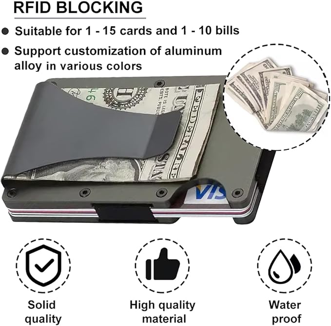 EDGE Metal Wallet for Men - Minimalist Slim Wallet - RFID Blocking Card Holder Money Clip, Smart Wallet - Aluminum Credit Card Holde Clip Olive