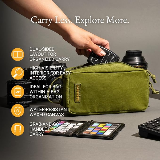 LOCHBY® Venture Pouch | Multipurpose Tactical Tool Bag | Water Resistant Waxed Canvas | Dual-Sided Zipper Pouch | for Motorcycle, Bike, EDC, Pen, Pencil, Art, Tech & Travel