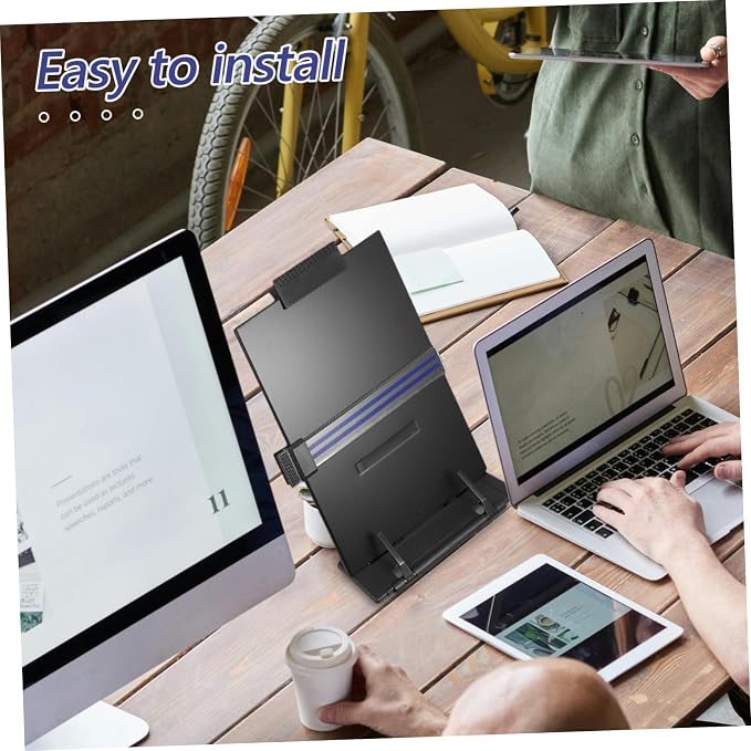 NUOBESTY Adjustable Reading Stand for Desk Metal Document Holder Clip for Typing and Studying Compatible Laptops and Books Office Supplies
