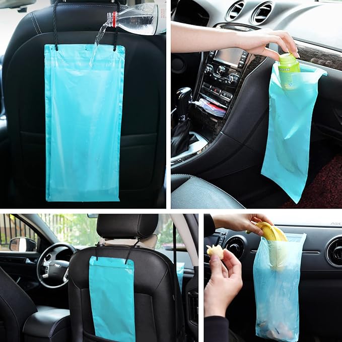 Hanging Disposable Stick-On Recyclable Car Garbage Bags, Vomit Bags for Car, Kitchen, Bedroom, Study Room, Travel, Camping, Office Space, Pack of 100