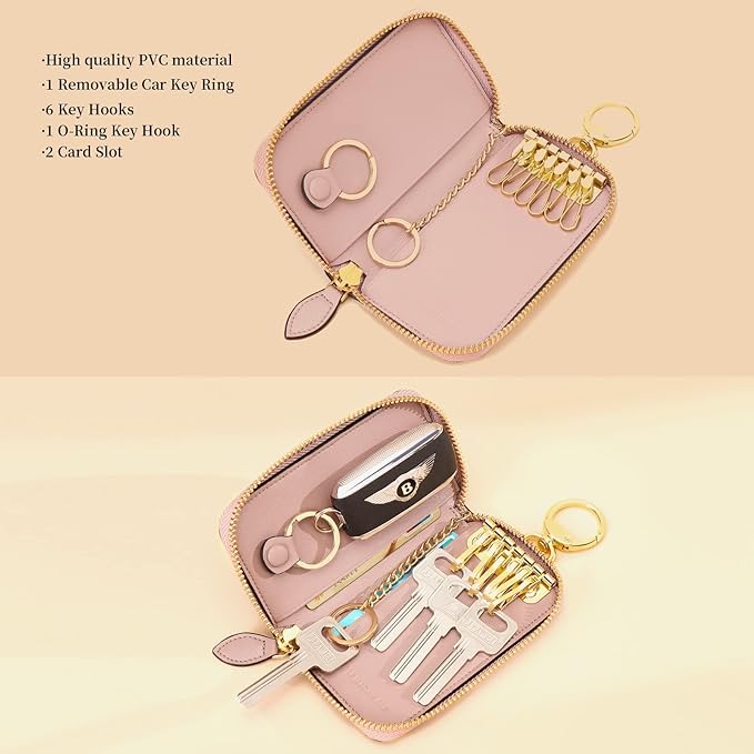 GOLF SUPAGS Women PVC Leather Car Key Chain Card Holder Wallet Pouch 6 Hook Snap Closure keys Money Organizer Case | Card Holder, 6 Hook, Snap Closure, keys, Money Organizer, Case
