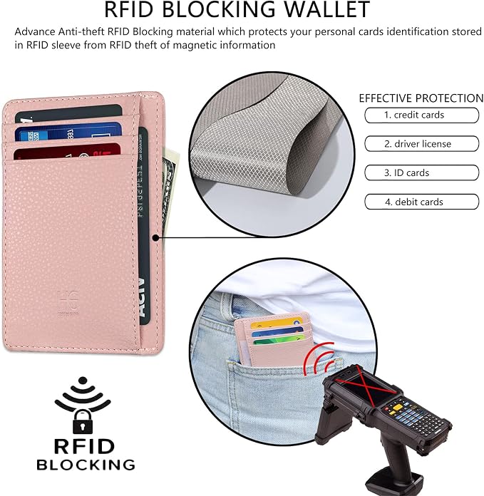 GH GOLD HORSE Slim RFID Blocking Card Holder Minimalist Leather Front Pocket Wallet for Women | Slim
