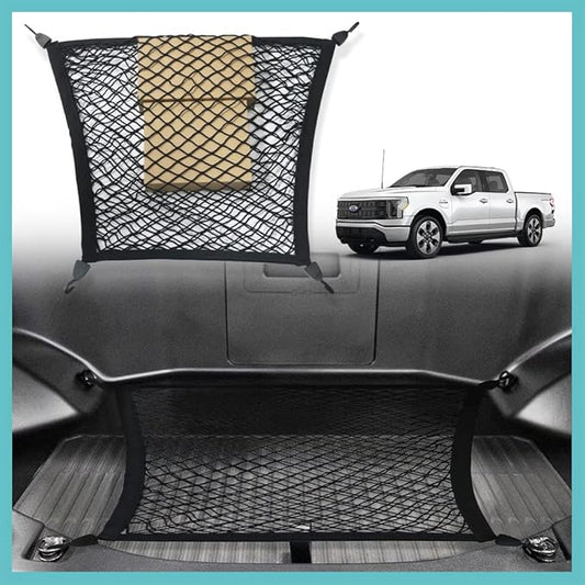 BestEvMod Envelope Style Front Trunk Cargo Net Compatible with 2026 2025 2022-2024 Ford F-150 Lightning Accessories Extra Strong Hook Stretchable Elastic Mesh (Flat Envelope Net)