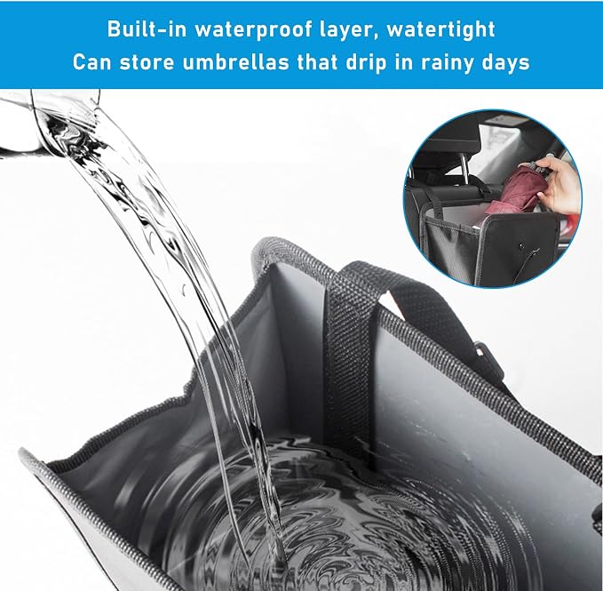 Foldable Car Trash Can, Waterproof Large Capacity Automotive Hanging Trash Bin, Leakproof Auto Garbage Bag Storage Container for All Vehicles, Interior Car Accessories (Small)