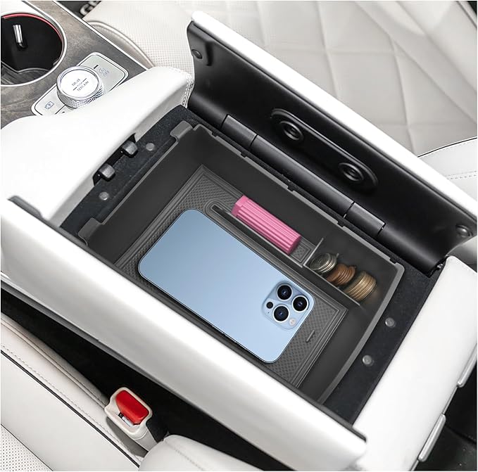 SXCY for 2025 2026 Genesis GV80 Center Console Organizer for Genesis GV80 Accessories 2025 2026 GV80 Front Console Tray 2025 2026 GV80 Armrest Console Organizer(Black Mats)