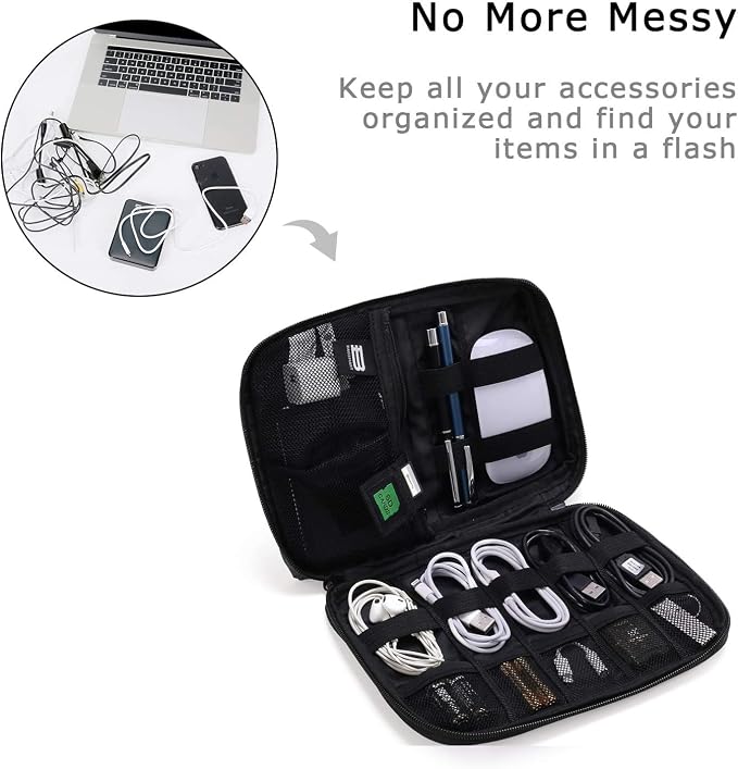 BAGSMART Travel Electronics Organizer, Phone SD Card, Men Women, Blue | Travel Cord Organizer, Cable bag, Travel Tech Organizer, Travel Accessories for Men Women