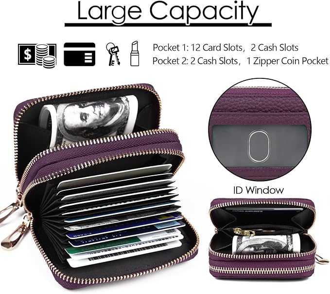 imeetu Rfid Credit Card Holder,Genuine Leather Businese Card Case,Rfid Blocking Wallet for Women & Men