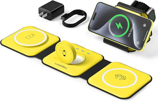 3 in 1 Charging Station for Multple Devices,Foldable 3 in 1 Wireless Charger for Travel,Nano Wireless Charging Station for iPhone16 15 14 13 12 Pro Max/Watch 10 9 8 7 6 5 4 3 Ultra/AirPod Pro