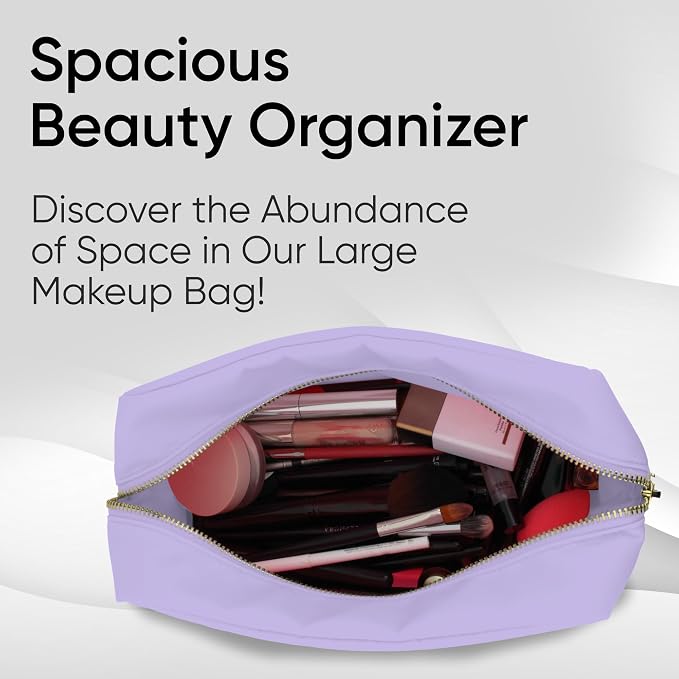 DANCOUR 3-Piece Makeup Bag Set – Mini, Small & Large Purple Cosmetic Bags for Women & Girls, Cute Travel Toiletry Bags, Purple Makeup Organizer Set Makeup Pouch