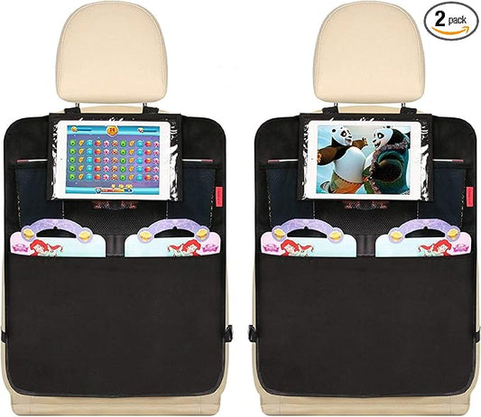 Kaiphy Car Backseat Organizer Premium Quality Car Kick Mats with 10" Tablet Holder - Extra Large Pocket- Sturdy Top 2Pack
