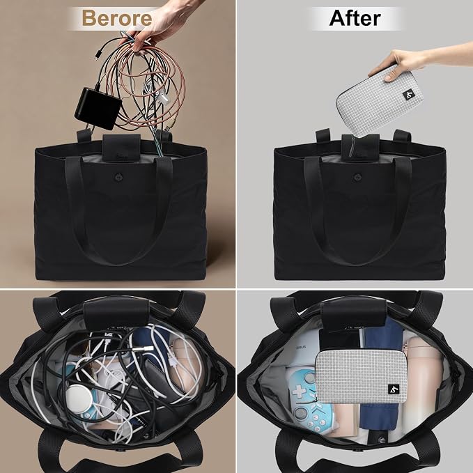 simtoper Small Electronics Organizer Travel Case – Slim Travel Cable Pouch for Small Tech Accessories, Cords, Chargers, Earbuds – Lightweight Mini Tech Bag for Backpack, Business, Travel