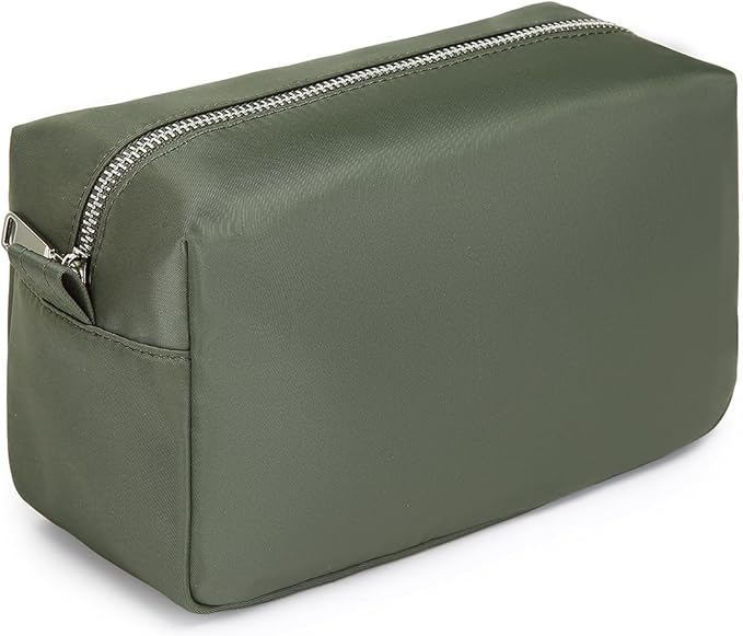Organizer Bag Lightweight Cosmetic Bag with Ring Clasp Perfect Travel Makeup Bag for Women nylon Stand Up Design (Army Green/Nylon)