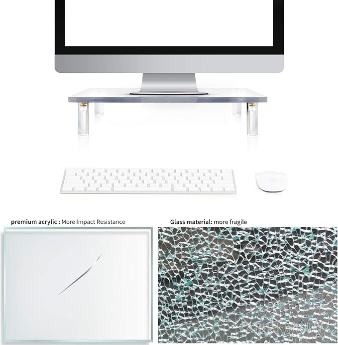 YestBuy 20x7.5 Acrylic Monitor Stand Riser, Clear Computer Stand for Laptop, iMac, Pc, Printer, Desktop Ergonomic,Desk Riser Work from Home Accessories Office Supplies Platform Save Space