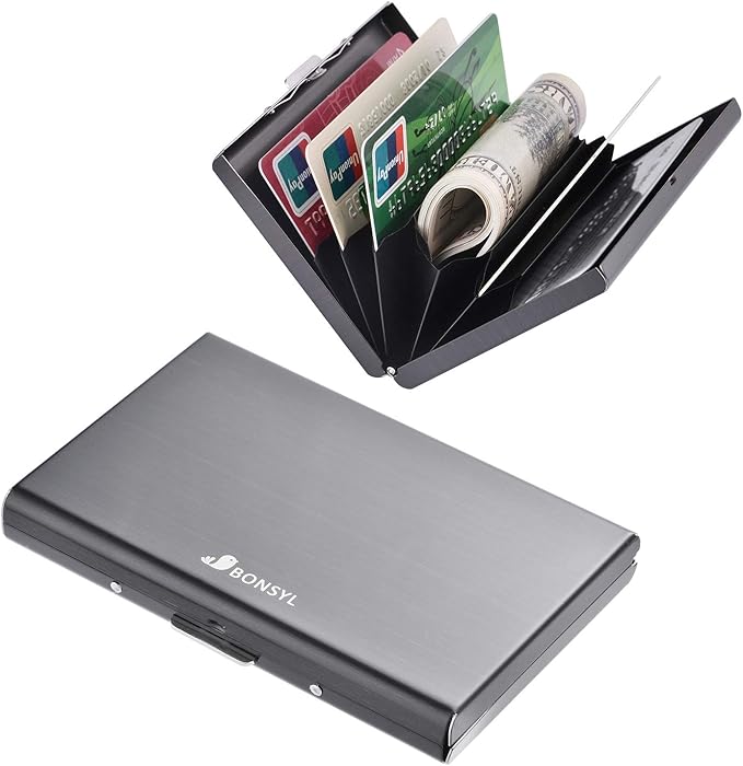 BONSYL® Credit Card Holder, RFID Blocking Slim Metal Credit Card Wallet, with Card Slots, for Women and Men. | RFID Blocking, Slim, 6 Card Slots