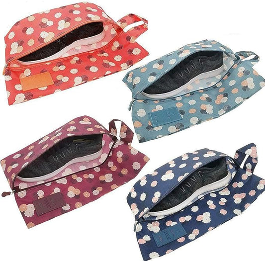 M-jump 4 Pack Travel Essentials Shoe Bags 4 Colors Fashion Shoe Bags for Men & Women Shoe Storage, Travel Accessories Vacation, Luggage Organizer Portable Shoe Pouch with Handle