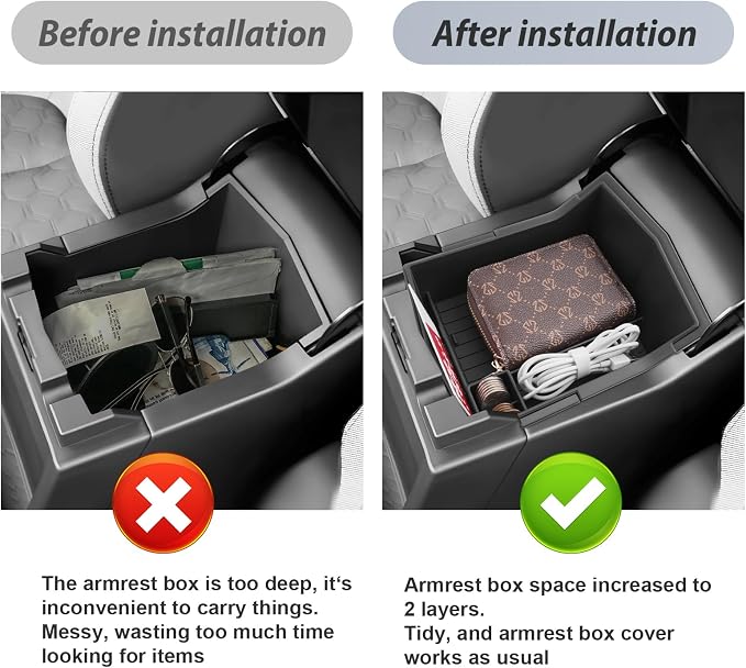SKTU 2-Pack for 2025 2026 Subaru Forester Center Console Organizer for 2025 2026 Subaru Forester (Base/Premium/Sport/Limited/Touring) Console Tray Subaru Forester 2025 2026 Accessories Double Layers