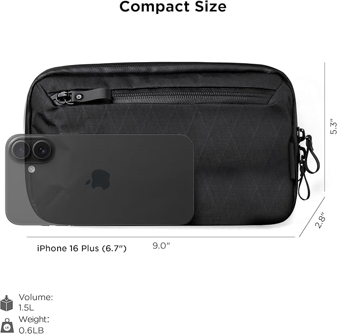 ALPAKA Elements Tech Case Mini - Compact Electronics Organizer, Small Cable Bag for Chargers and Earbuds, Phone Pouch, Travel Accessory Case, Crossbody Sling, Black X-Pac VX42