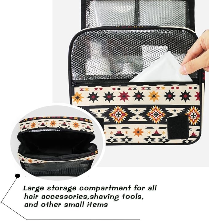 Hanging Travel Toiletry Bag Aztc Western Indian Kit Makeup Case Cosmetics Organizer for Men Women