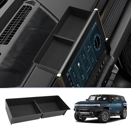 LUWU Dashboard Center Console Organizer Compatible with 2022 2023 2024 2025 2026 GMC Hummer EV Accessories 2025 2026 Hummer EV Center Console Organizer Armrest Organizer Insert Tray (Black)