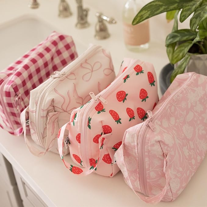 Tiny Twinkle Waterproof Travel Toiletry & Makeup Bag Organizer | Makeup Pouch with Multiple Compartments & Snap Handle for Travel | Gift for Teen Girls and Women (Toile)