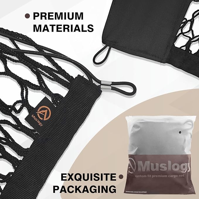 Muslogy Truck Bed Cargo Net Trunk Netting Compatible with Chevrolet Colorado & GMC Canyon 2026 2025 2024 2023 Accessories, Pickup Cargo Organizer SUV Sedan Storage Net w/Heavy Duty Carabiners